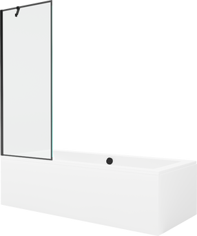 Vonia su sienele, laisvai pastatoma Mexen Cube, 170 cm x 80 cm x 39 cm, stačiakampis, skaidri sp./balta sp.