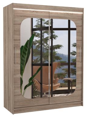 Spinta ADRK Clever LED, ruda sp./rusva sp., 58 cm x 150 cm x 200 cm, su veidrodžiu