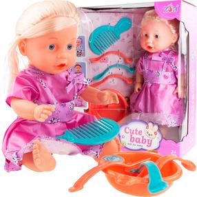 Lelle ar aksesuāriem Cute Baby, 30 cm, rozā krās.