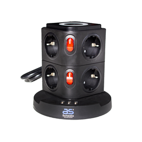 Juhtmepesa AS-Schwabe, 1.5 mm², 2 m, IP20, 8 pesa, lülitiga, must v.