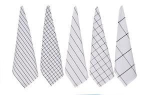  Köögirätikute komplekt Okko BASIC 14407, valge v./hall v., 60 cm x 40 cm, 5 tk