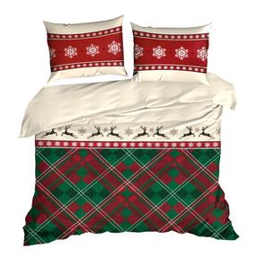 Kalėdinis patalynės užvalkalų komplektas Austin, baltas/raudonas/žalias, 200 x 220 cm