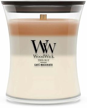 Svece, aromātiskā WoodWick Café Macchiato, 50 - 65 h, 275 g, daudzkrāsaina