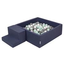 Baseinas su kamuoliukais KiddyMoon Foam Playground 200 Balls, 90 cm x 90 cm, balta sp. mėtinė (mint) sp.