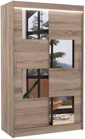 Skapis ADRK Lugano, koka krās., 120 cm x 58 cm x 200 cm, ar spoguli