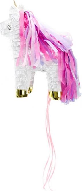 Dekorācija Party Deco Unicorn, balta krās./rozā krās., 24.5 cm