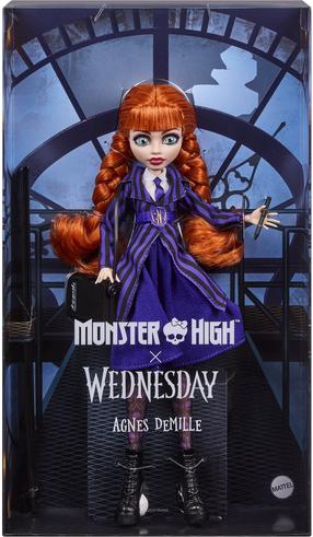 Lėlė Mattel Monster High Wednesday Agnes Demille JNJ92, 29 cm, violetinė sp.