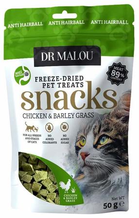 Skanėstas katėms Dr Malou Snacks Chicken & Barley Grass, vištiena, 0.050 kg