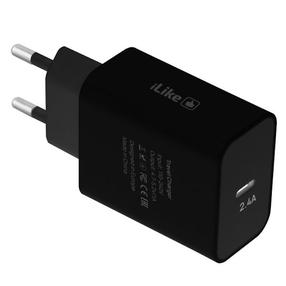 iLike ITC02 USB-C 2.4A Spraudnis Lādētājs Universāls visiem mobilajiem un mājas ierīcēm 4.7-5.2V Melns