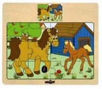 Lavinimo žaislas WOODY Educational Puzzle Horses, įvairių spalvų, 12 vnt.