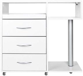 Rašomasis stalas su stalčiais ActivEshop Y-300, 88 cm x 40 cm, 84 cm, balta sp.