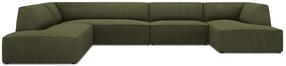Kampinė sofa Micadoni Home Ruby Panoramic 7 Seats, tamsiai žalia sp./žalia sp., kairinė, 366 x 273 cm x 69 cm