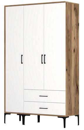 Riidekapp Kalune Design Kumsal ST, valge v./pähklipuu v., 47.5 cm x 120 cm x 201.4 cm