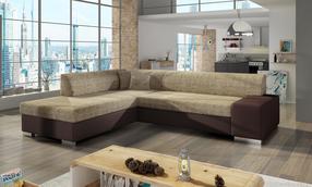Kampinė sofa Porto Berlin 03, Soft 66, ruda sp./smėlio sp., kairinė, 217 x 278 cm x 74 cm