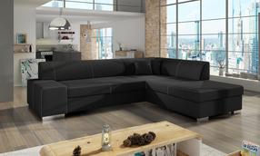 Kampinė sofa Porto Sawana 14, juoda sp., dešininė, 217 x 278 cm x 74 cm