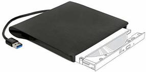 Piederumi Delock External Enclosure For 5.25″ Ultra Slim SATA Drives 9.5mm-USB Type-A male, melna krās.