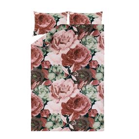 Gultas veļas komplekts Domoletti Vintage Rosei, zaļa krās./rozā krās., 50 x 70 cm, 200 x 220 cm, 3 d.