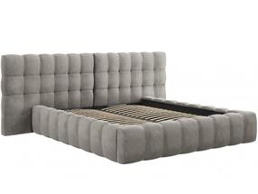 Lova dvigulė Micadoni Home Mamaia Velvet Double Headboard, 180 x 200 cm, šviesiai pilka sp., be čiužinio, su grotelėmis
