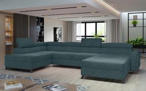 Kampinė sofa Josette Grande 75, mėlyna sp., kairinė, 200 x 370 cm x 98 cm