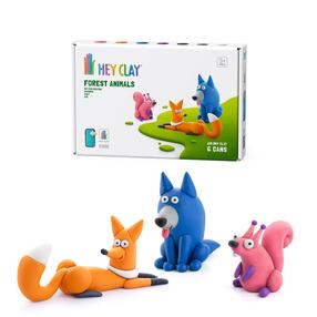 Komplekts māla figūriņu izgatavošanai Hey Clay Forest Animals, daudzkrāsaina