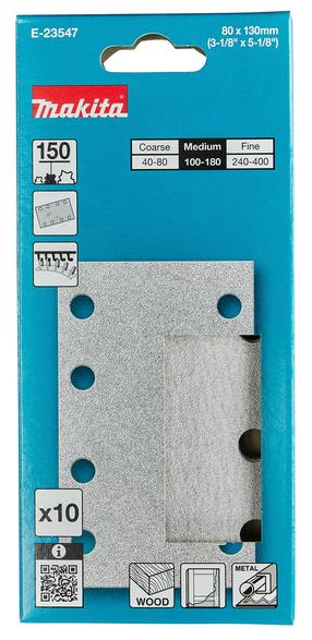 Šlifavimo lapas Makita E-23547, 150, 13 cm x 8 cm, 10 vnt.