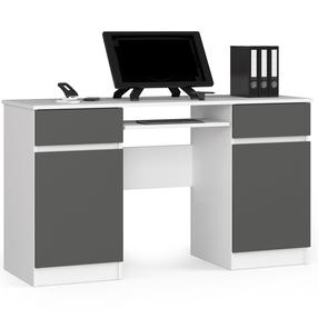 Rakstāmgalds un plaukts Akord A5, 135 cm x 50 cm, 77 cm, balta krās./pelēka krās.