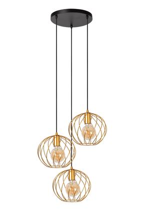 Lampa griesti Lucide Danza 21428/13/02, E27, 3 x 60 W, zelta krās. / melna krās., 25 x 25 cm