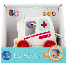 Izglītojošs labirints ar riteņiem BamBam Ambulance, balta krās.