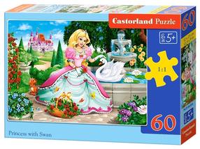 Dėlionė Castorland Princess with Swan 60 el. B-066056, 32 cm x 23 cm, 60 vnt., įvairių spalvų