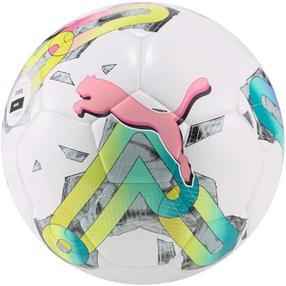 Futbolo kamuolys Puma Orbita 4 HYB FIFA Basic 83781 01, 4 dydis, balta sp./žalia sp./rožinė sp.