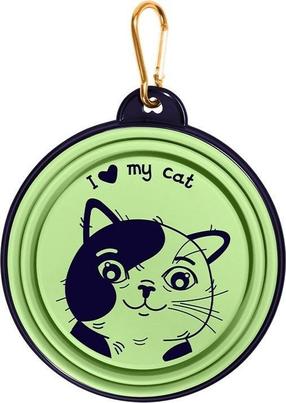 Bļoda dzīvniekam I Love My Cat, 0.5 l, 12.7 cm x 12.7 cm, zaļa krās.
