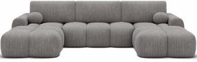 Kampinė sofa Vianetto Velour, šviesiai pilka sp., 177 x 319 cm x 95 cm