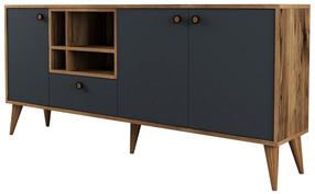 Skapītis Kalune Design Napoli 845HCT5338, antracīta krās./valriekstu krās., 180 cm x 35 cm x 81 cm
