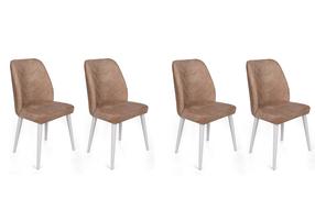 Kėdžių rinkinys Kalune Design Dallas 583 974NMB1587, matinė, balta sp./smėlio sp., 49 cm x 50 cm x 90 cm, 4 vnt.