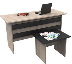 Biuro baldų komplektas Kalune Design VO8 956LCS2102, ąžuolo sp./juoda sp., 73.8 cm x 140 cm x 60 cm