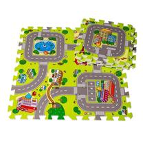 Kilimėlis kūdikiams - dėlionė ASKATO City 112954, 31.5 cm x 31.5 cm, 9 vnt, žalia sp.