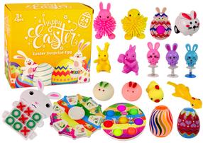 Sensorinis spaudomas žaislas, rinkinys Lean Toys Happy Easter Surprise Egg, įvairių spalvų, 18 vnt.