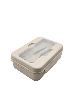 Konteiner toidu jaoks, söögiriistadega Hermia BU0126, 0.75 l, 19 cm x 13 cm, valge v.