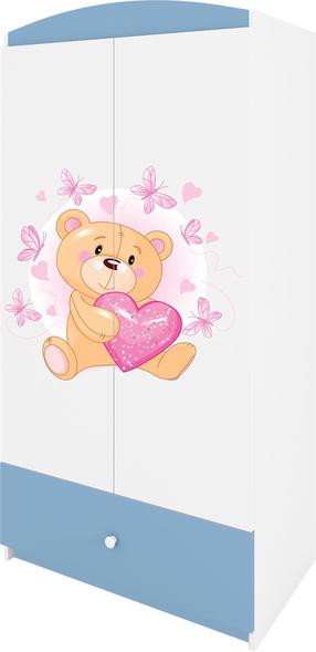 Vaikiška spinta Kocot Kids Babydreams Teddybear Butterflies, mėlyna sp./balta sp., 90 cm x 52 cm x 175.5 cm
