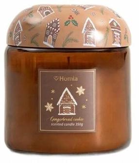Kalėdinė žvakė, aromatinė Homla Biscotto Gingerbread Cookie, 45 h, 350 g, Ruda