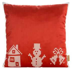 Ziemassvētku dekoratīvs spilvenu pārvalks Snowman PSWA-152, sarkana krās., 45 cm x 45 cm