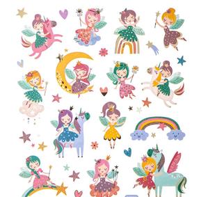 Lipdukas DallPrint Fairies, vaikiški, 17 cm, 15 cm įvairių spalvų