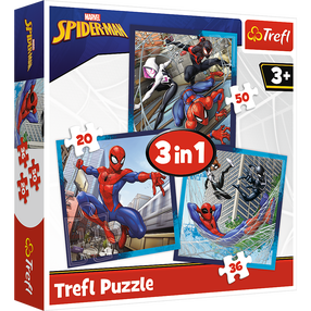 Dėlionė 3in1 Trefl Spider Man 3in1, 19.5 cm x 20 cm, 106 vnt., įvairių spalvų