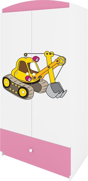 Vaikiška spinta Kocot Kids Babydreams Digger, balta sp./rožinė sp., 90 cm x 52 cm x 175.5 cm