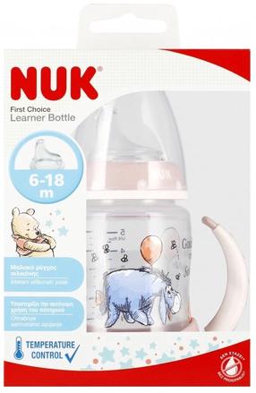 Bērnu pudele dzeršanai Nuk First Choice Winnie The Pooh Donkey, 150 ml, 6+ mēn., caurspīdīga krās./rozā krās./daudzkrāsaina