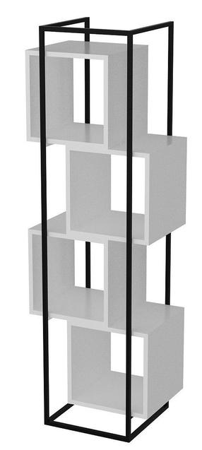 Напольная полка Kalune Design Prada 875ZNA3656, белый цв./черный цв., 160 см x 38 см x 52 см