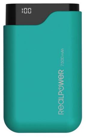 Nešiojamas įkroviklis (Power bank) Realpower PB-7500C, 7500 mAh, 5 W, žalia sp.