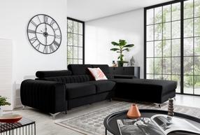 Kampinė sofa Grayson Velvetmat 10, juoda sp., dešininė, 205 x 278 cm x 92 cm