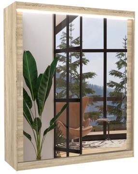 Riidekapp ADRK Ettore LED, pruunikas v., 58 cm x 180 cm x 215 cm, peegliga