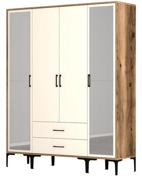 Spinta Kalune Design Kumsal RTR, kreminė sp./riešuto sp., 47.5 cm x 160 cm x 201.4 cm, su veidrodžiu
